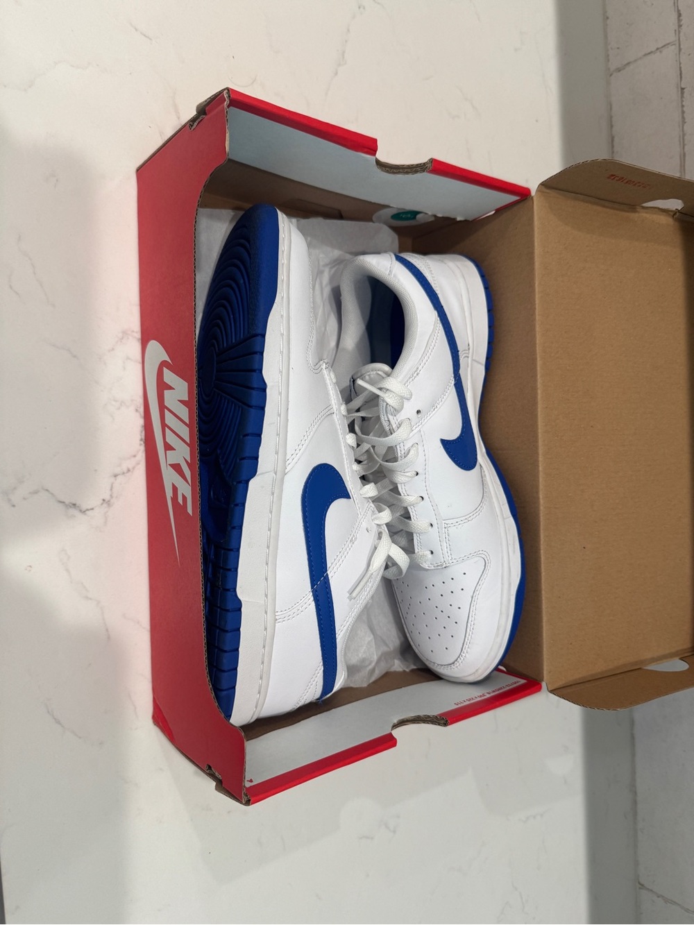 Size 10.5 - Nike Dunk Low Retro White Hyper Royal DV0831 104 - Picture 4 of 9